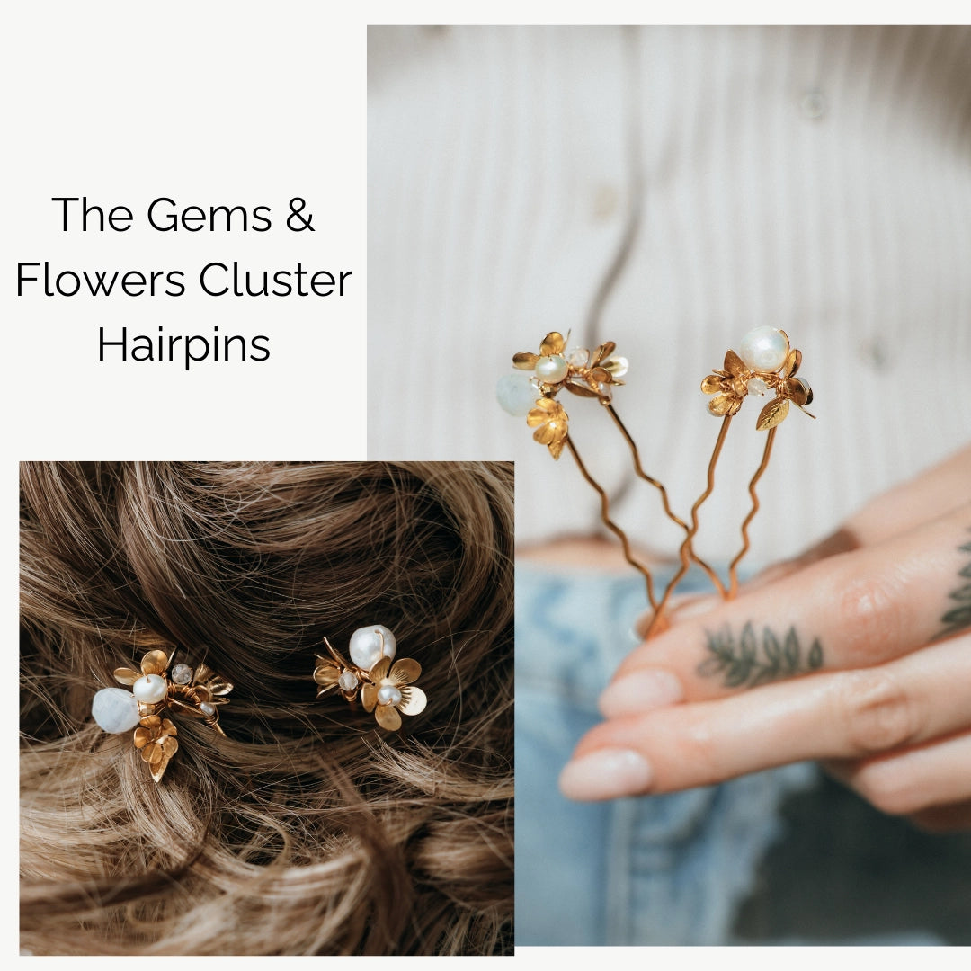 Brass Maidenhair Fern Leaf Sprig Wire Wrapped U Hairpins