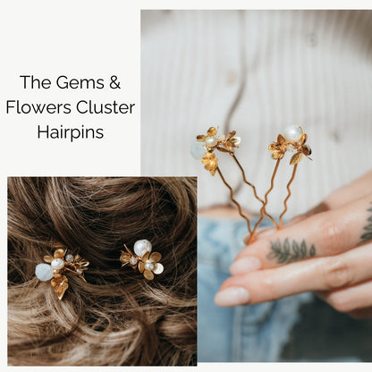 Brass Maidenhair Fern Leaf Sprig Wire Wrapped U Hairpins