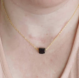 Earthy Black Tourmaline Natural Crystal Focal Necklace