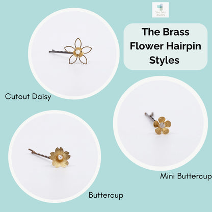 Brass Flower & Rainbow Labradorite Hairpins For Any Hairdo