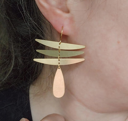 Cascading Waterfall Inspired Brass Statement Jewelry Set