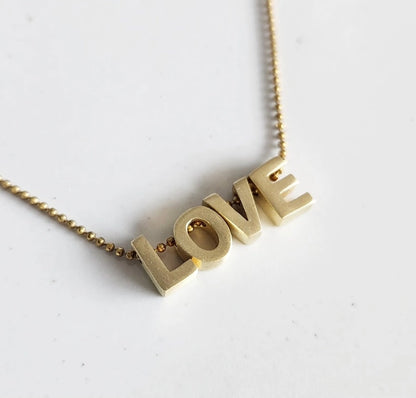 Love and Hearts Word Charm Beaded Necklace and Earrings Set