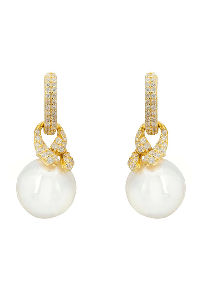 Tie the Knot Drop Pearl Earrings Gold