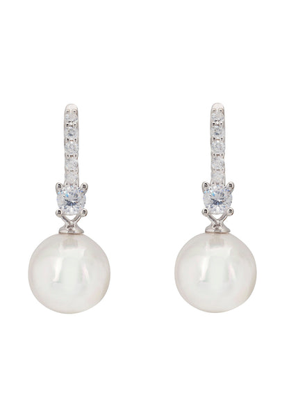 Serenity Pearl Hoop Earrings Silver
