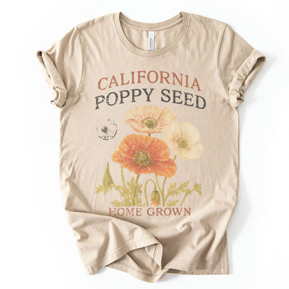 Poppy Seed, Faded Vintage Print - Bella Canvas Super Soft Fitted T Shirt