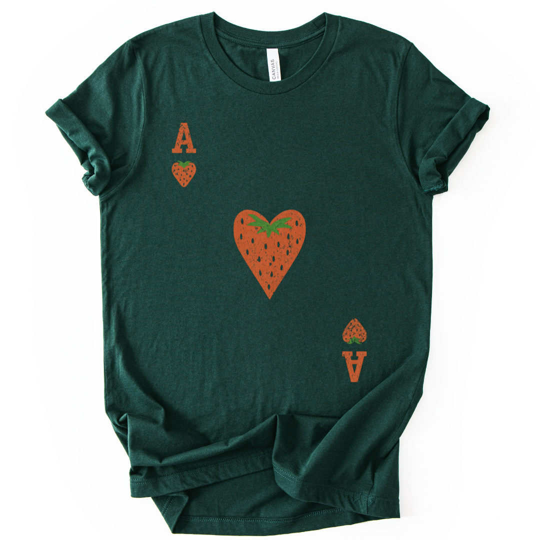 The Ace Of Strawberries, Vintage Distressed Print - Bella Canvas Super Soft Fitted T Shirt
