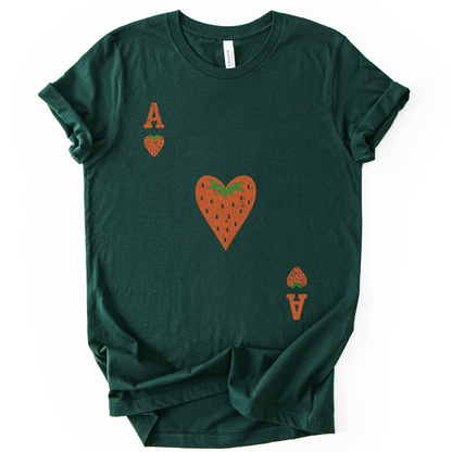 The Ace Of Strawberries, Vintage Distressed Print - Bella Canvas Super Soft Fitted T Shirt