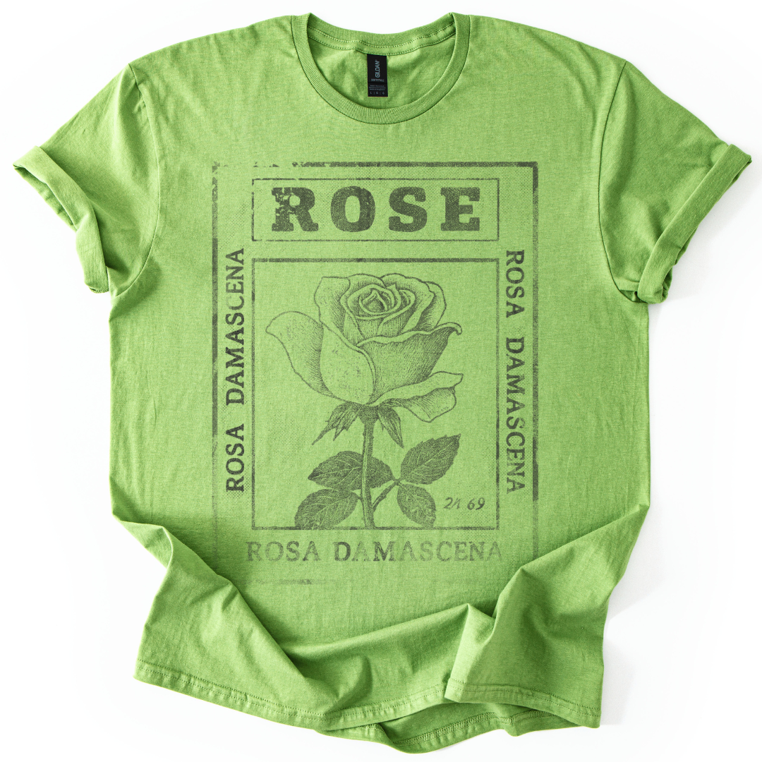 Rosa Damascena, Vintage Faded Print  - Gildan Lightweight T Shirt