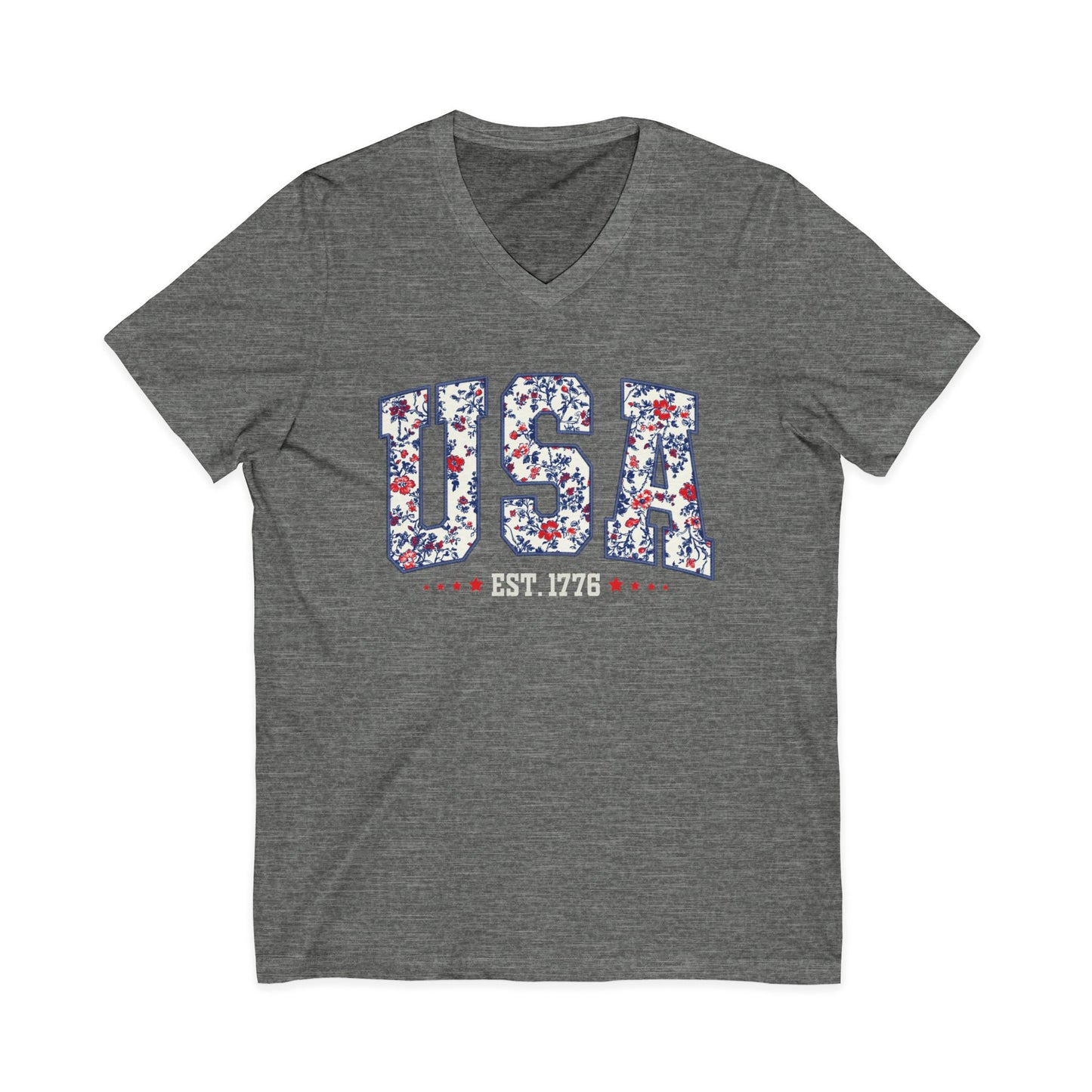 Floral USA - Short Sleeve V Neck
