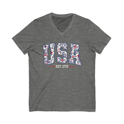 Floral USA - Short Sleeve V Neck