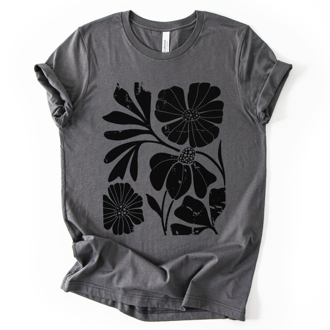 Artistic Boho Floral Print - Bella Canvas Super Soft Fitted T Shirt