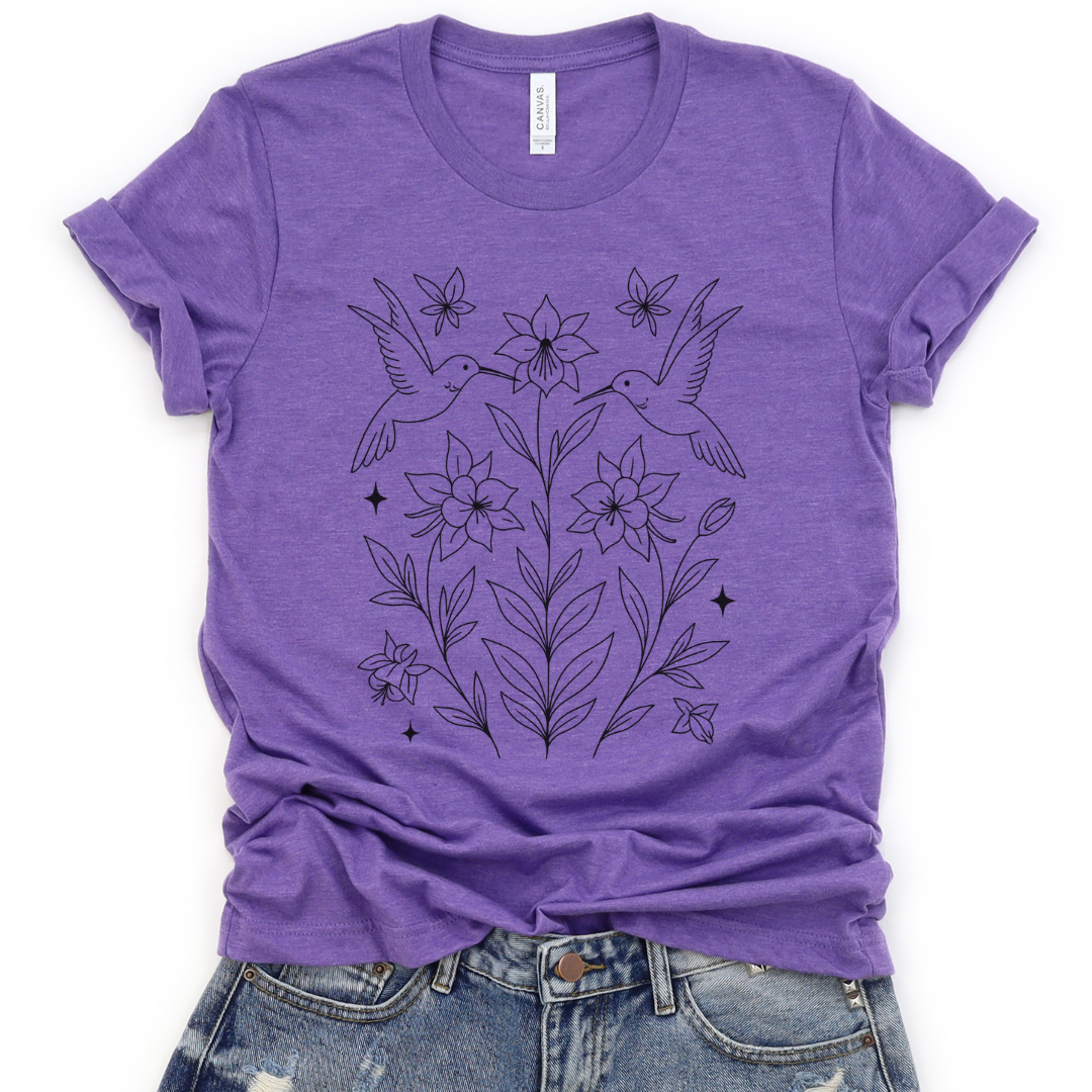 Humming Bird Blossom - Bella Canvas Super Soft Fitted T Shirt