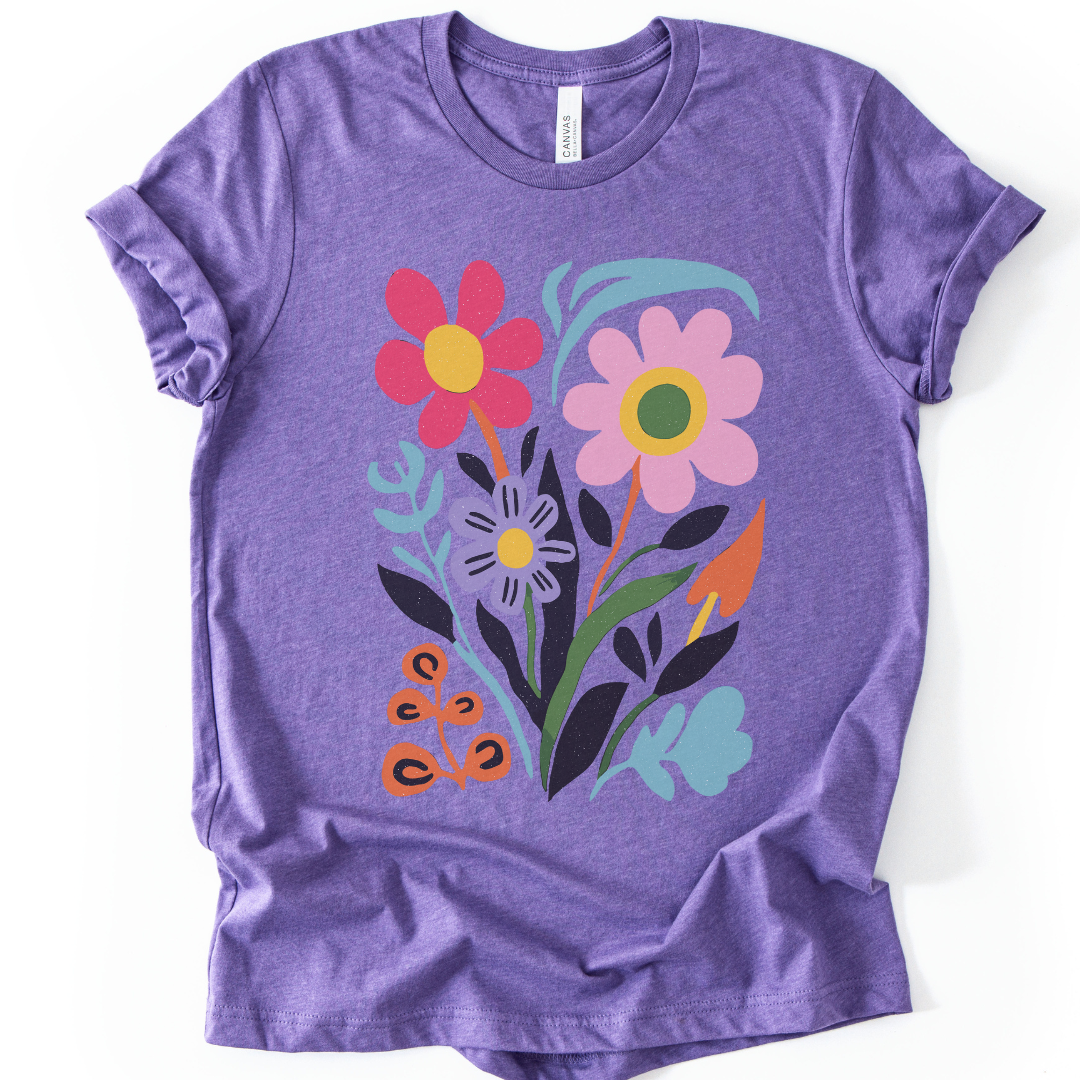 Vivid Floral - Bella Canvas Super Soft Fitted T Shirt