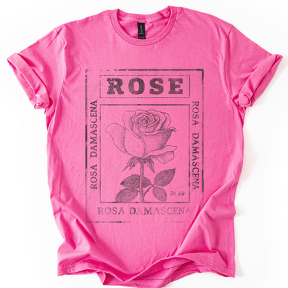 Rosa Damascena, Vintage Faded Print  - Gildan Lightweight T Shirt