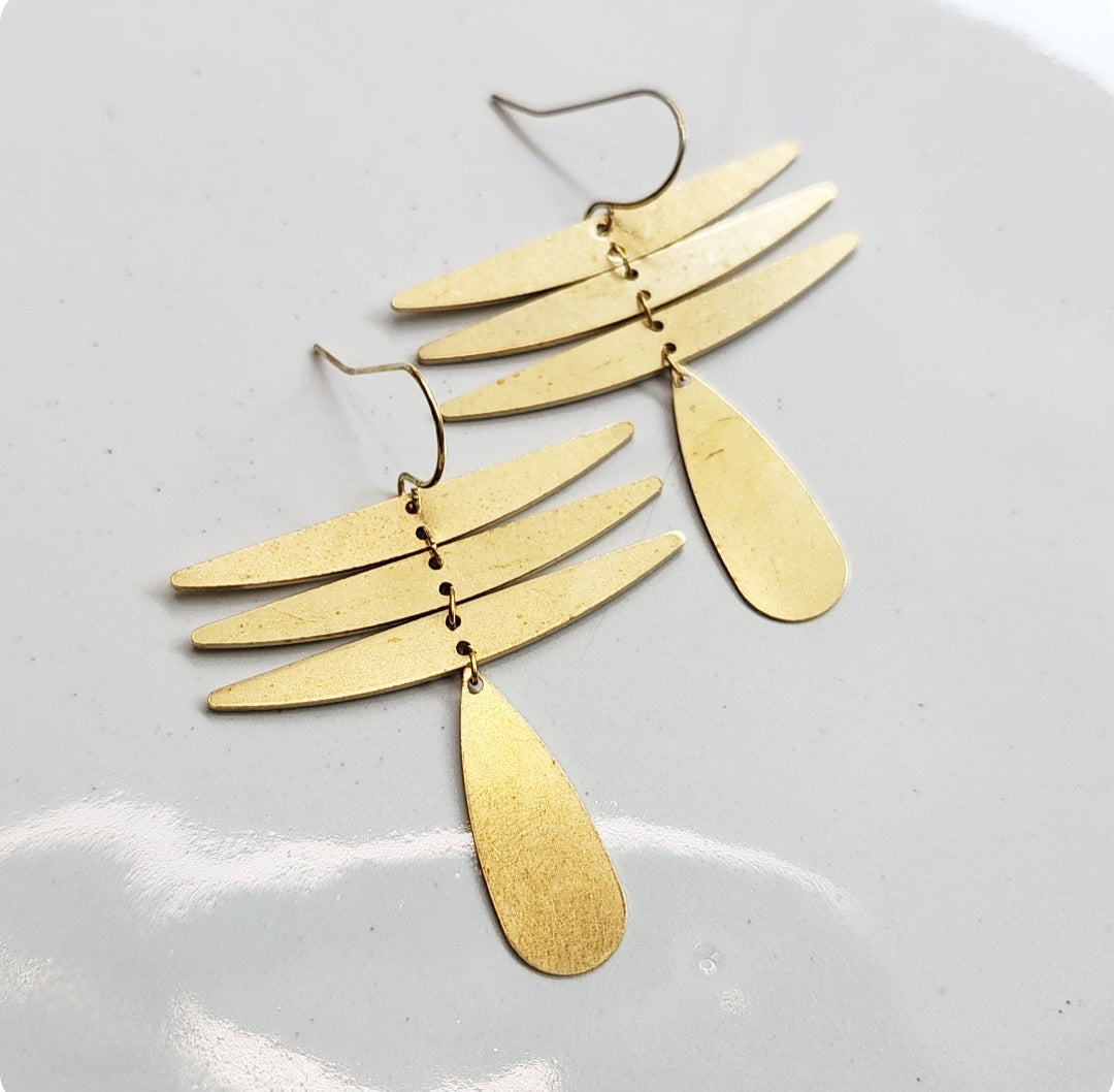 Cascading Waterfall Inspired Brass Statement Jewelry Set