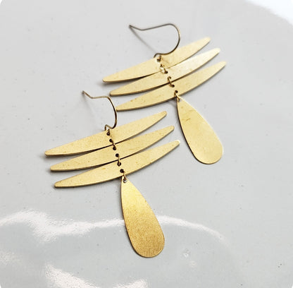 Cascading Waterfall Inspired Brass Statement Jewelry Set
