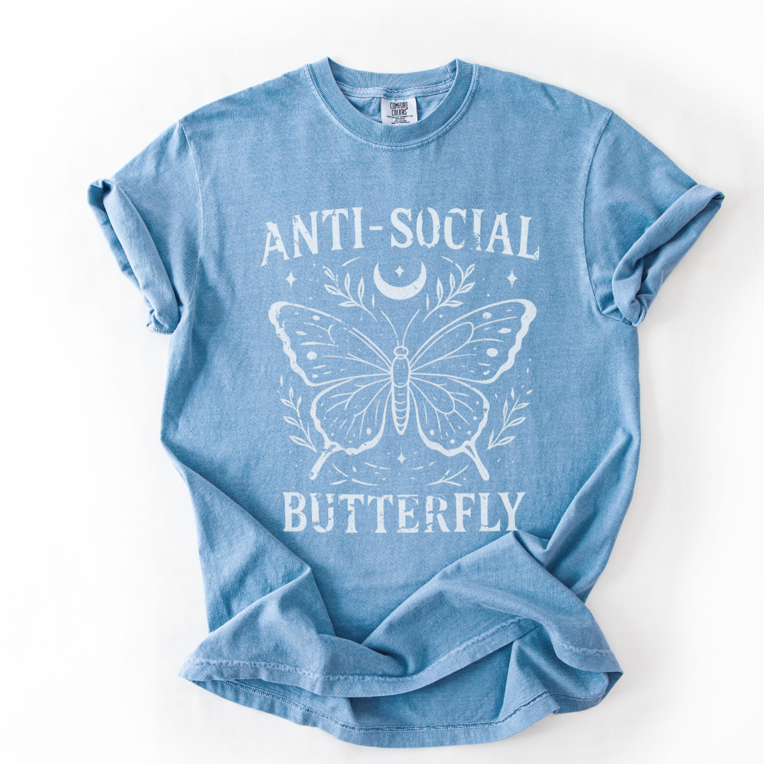 Anti-Social Butterfly -  Comfort Colors Relaxed Fit Premium T Shirt