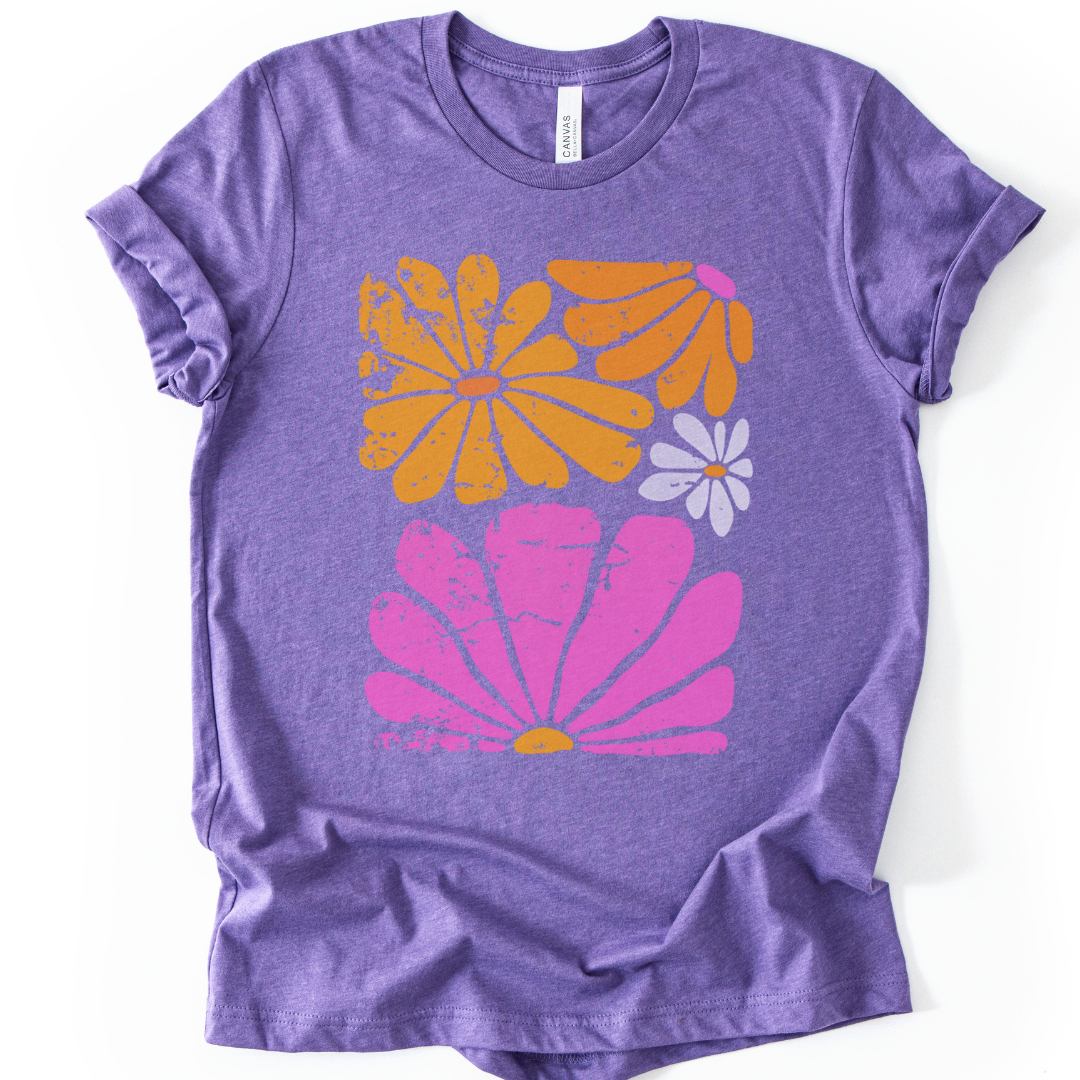 Sunbloom Boho Vintage Floral - Bella Canvas Super Soft Fitted T Shirt