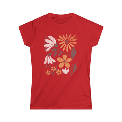Vintage Distressed Field of Bloom Floral - Women's Softstyle Tee