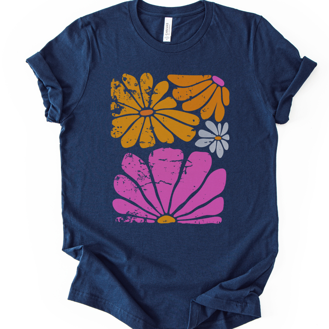 Sunbloom Boho Vintage Floral - Bella Canvas Super Soft Fitted T Shirt