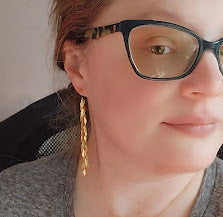 Brass Festive & Lightweight Leaf Chain Dangle Earrings