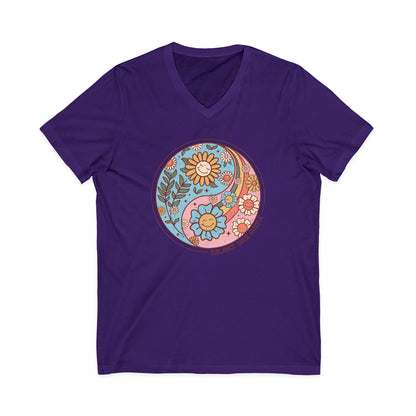 Flowers and Yang - Short Sleeve V Neck