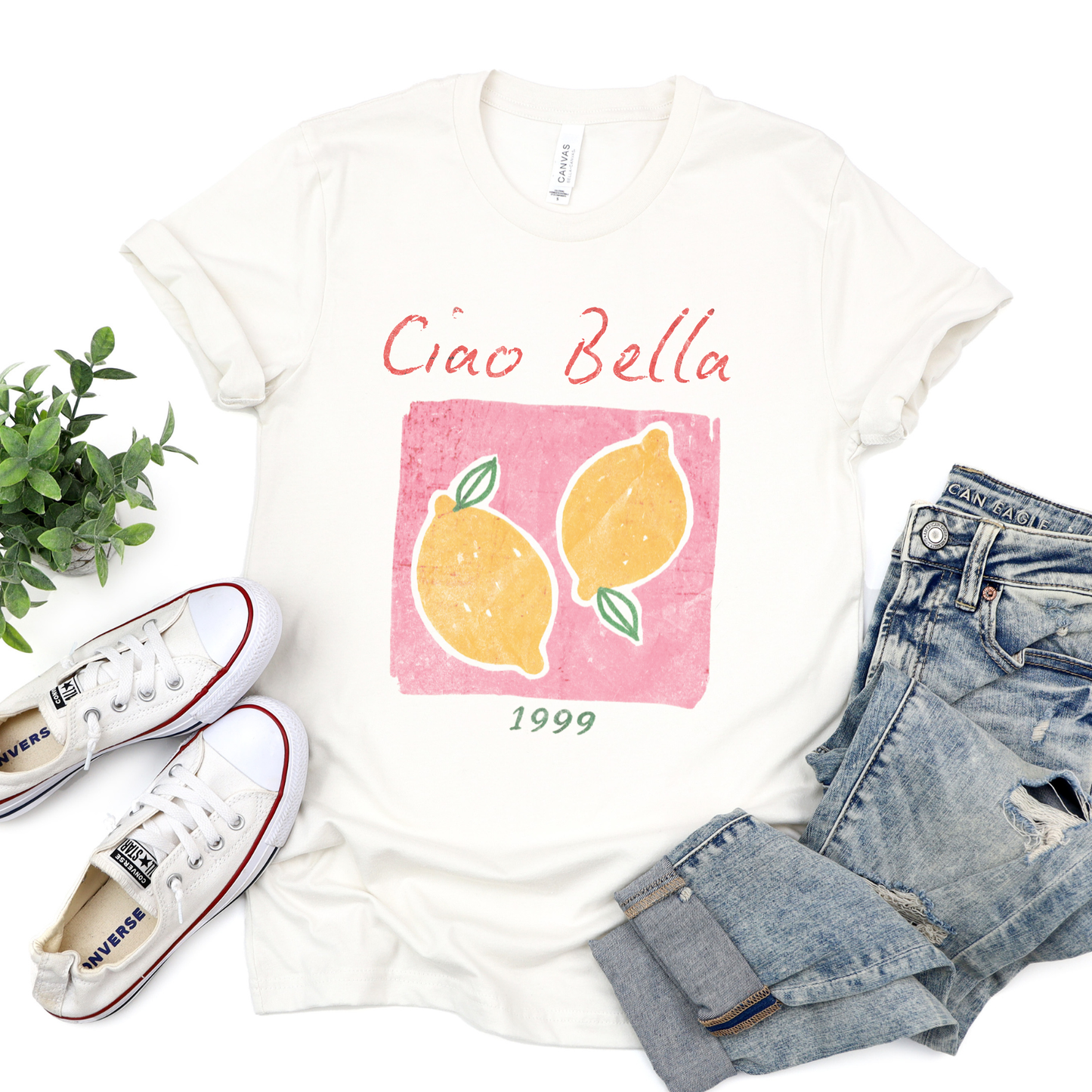 Ciao Bella Vintage Wash - Bella Canvas Super Soft Fitted T Shirt