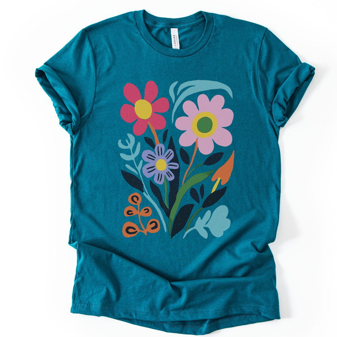 Vivid Floral - Bella Canvas Super Soft Fitted T Shirt