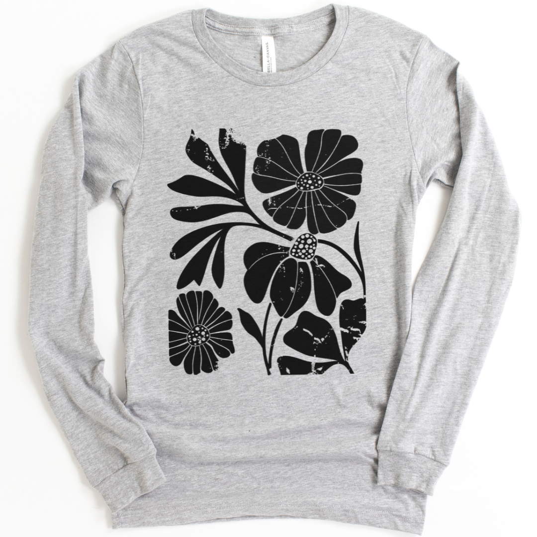 Artistic Boho Floral Print - Bella Canvas Super Soft Long Sleeve T Shirt