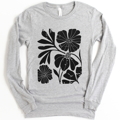 Artistic Boho Floral Print - Bella Canvas Super Soft Long Sleeve T Shirt