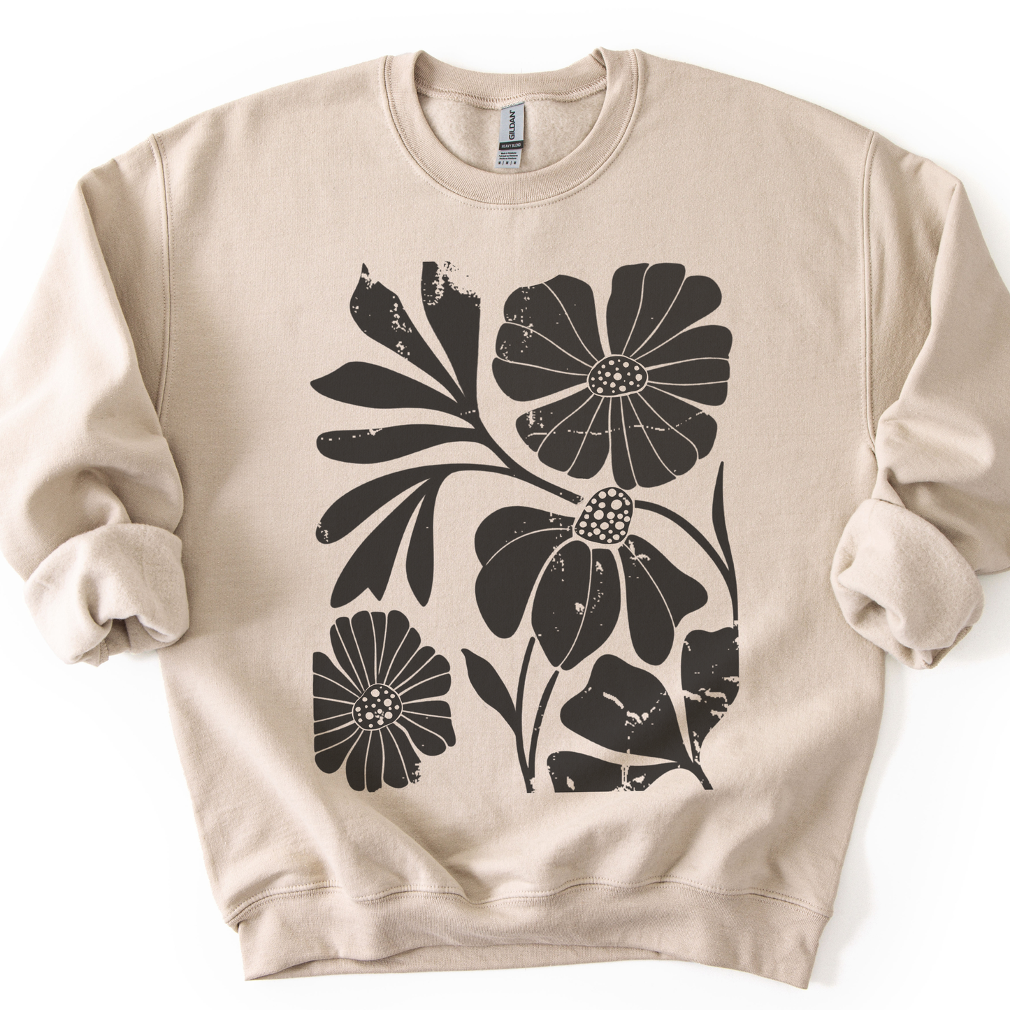 Artistic Boho Floral - Crewneck Fleece Sweatshirt