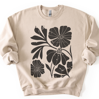 Artistic Boho Floral - Crewneck Fleece Sweatshirt