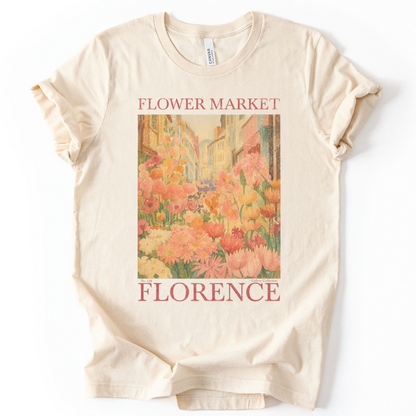 Flower Market, Vintage Distressed Poster- Bella Canvas Super Soft Fitted T Shirt