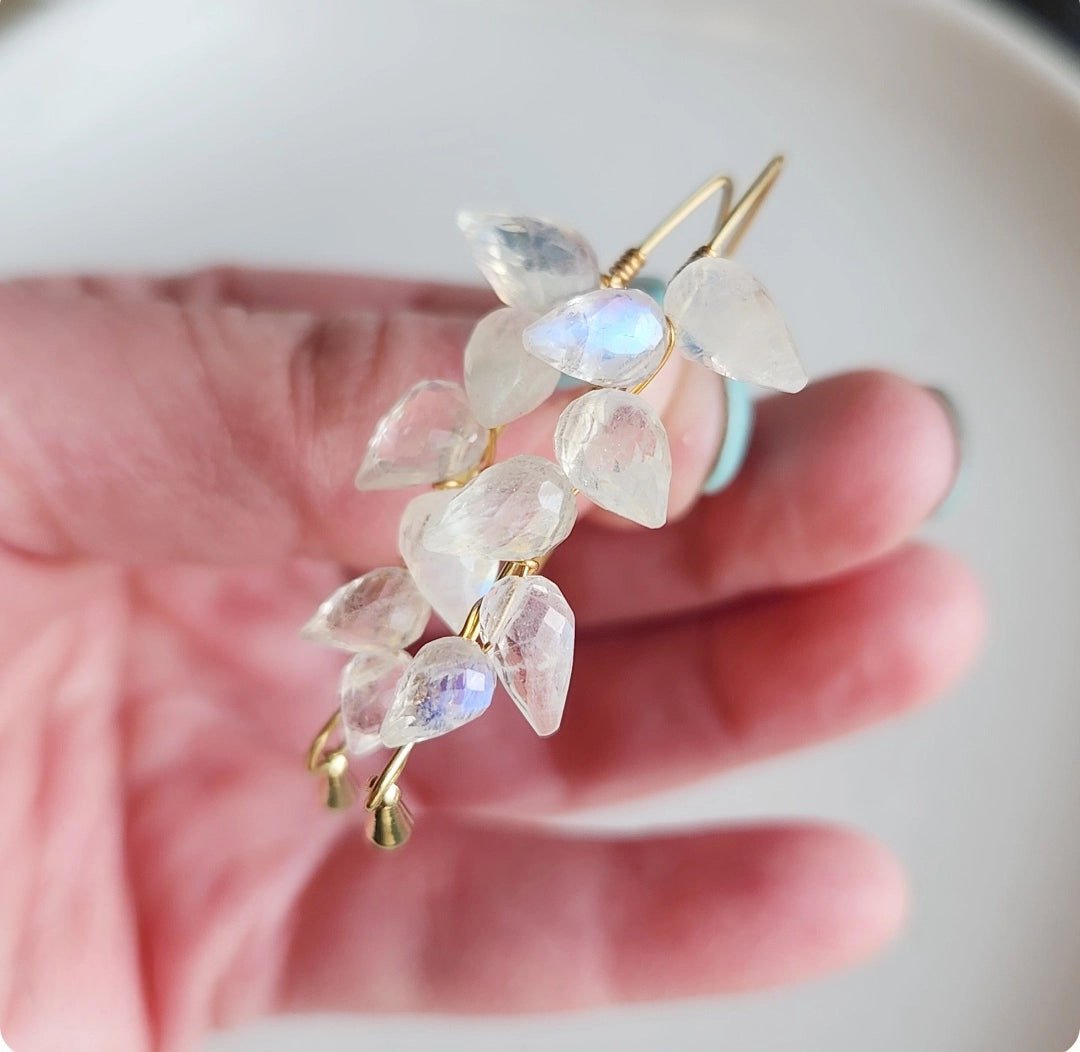 Moonstone Petal Earrings, Inspired By the Magnolia Flower