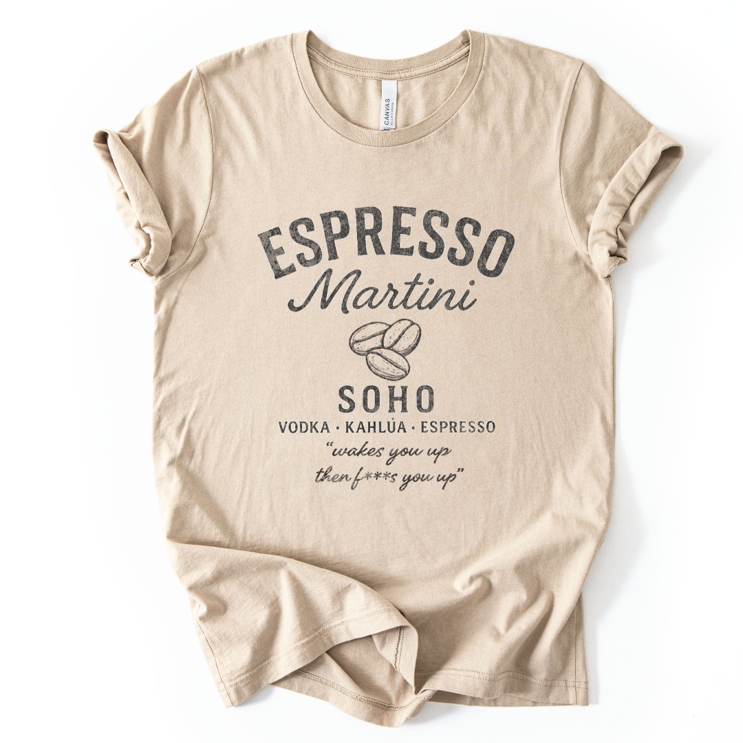 Espresso Martini, Vintage Faded Print - Bella Canvas Super Soft T Shirt