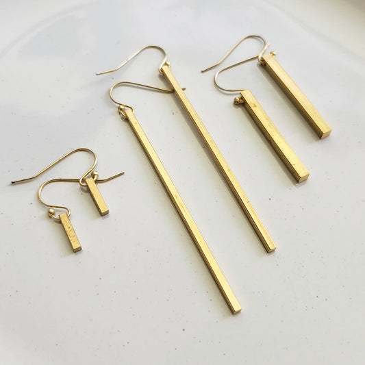 Brass Bar Edgy Dangle Earrings, Wardrobe Staple Jewelry