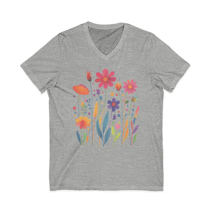 Vibrant Wildflower - Short Sleeve V Neck