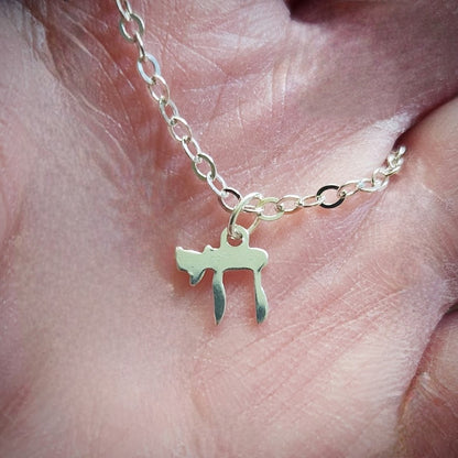 Sterling Silver Chai "Life" Charm Necklace, Symbolic Jewelry