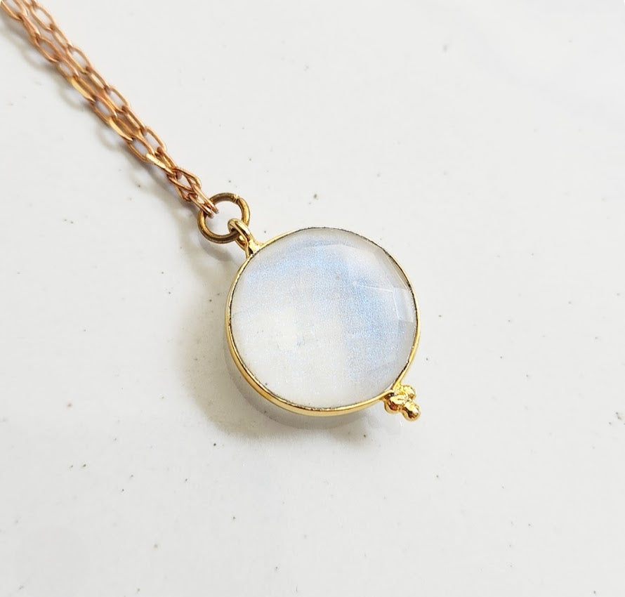 Moonstone Medallion Dangle Earrings and Pendant Necklace
