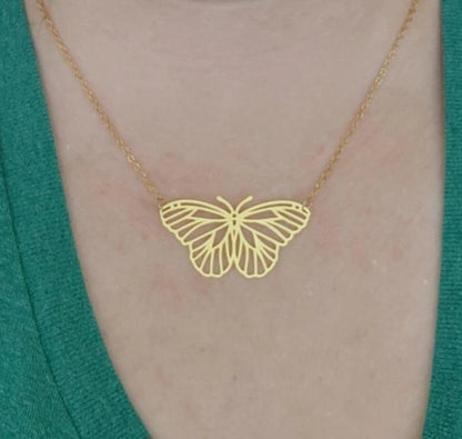 Brass Butterfly Necklace and Earrings, Nature/Garden Jewelry