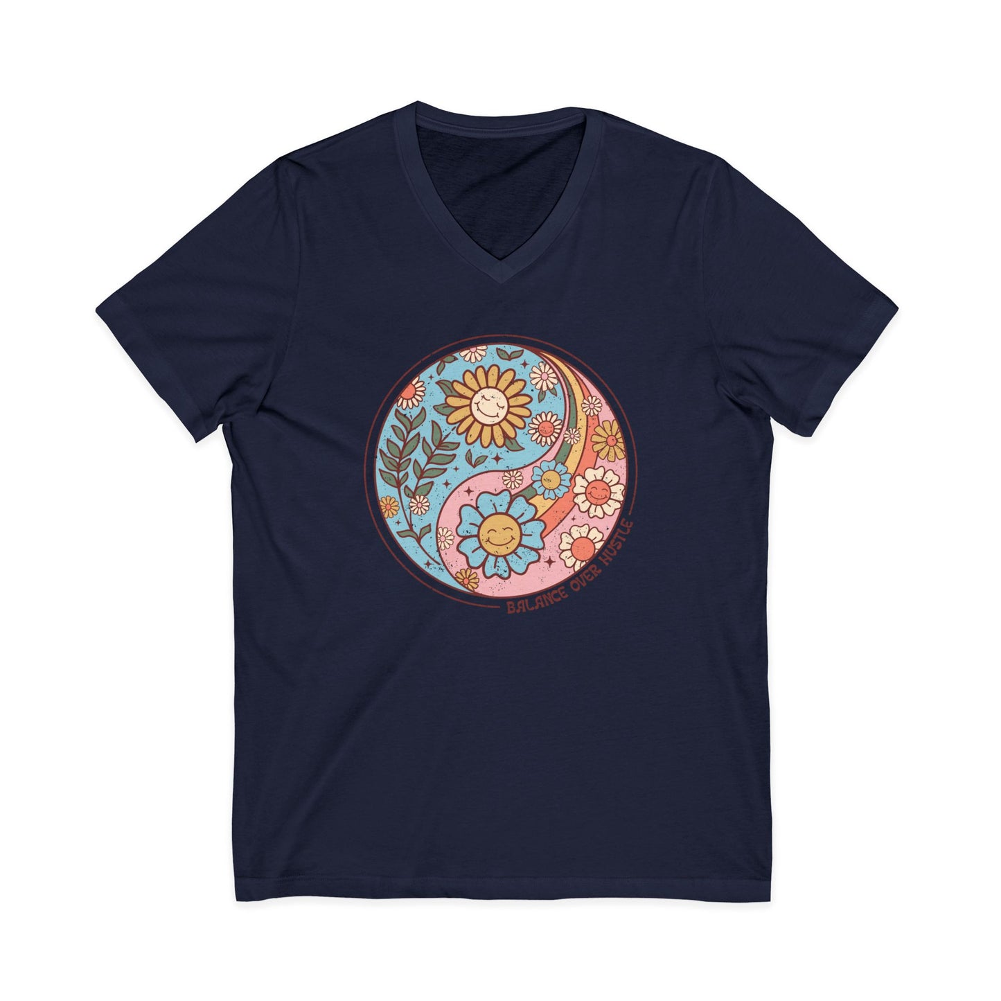 Flowers and Yang - Short Sleeve V Neck