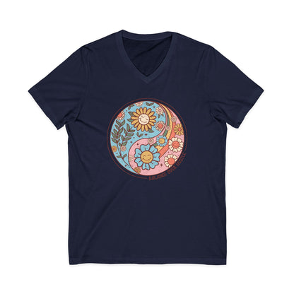 Flowers and Yang - Short Sleeve V Neck