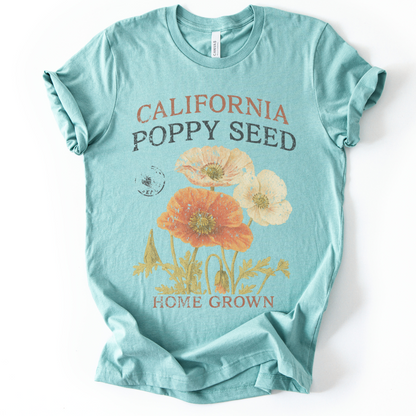 Poppy Seed, Faded Vintage Print - Bella Canvas Super Soft Fitted T Shirt
