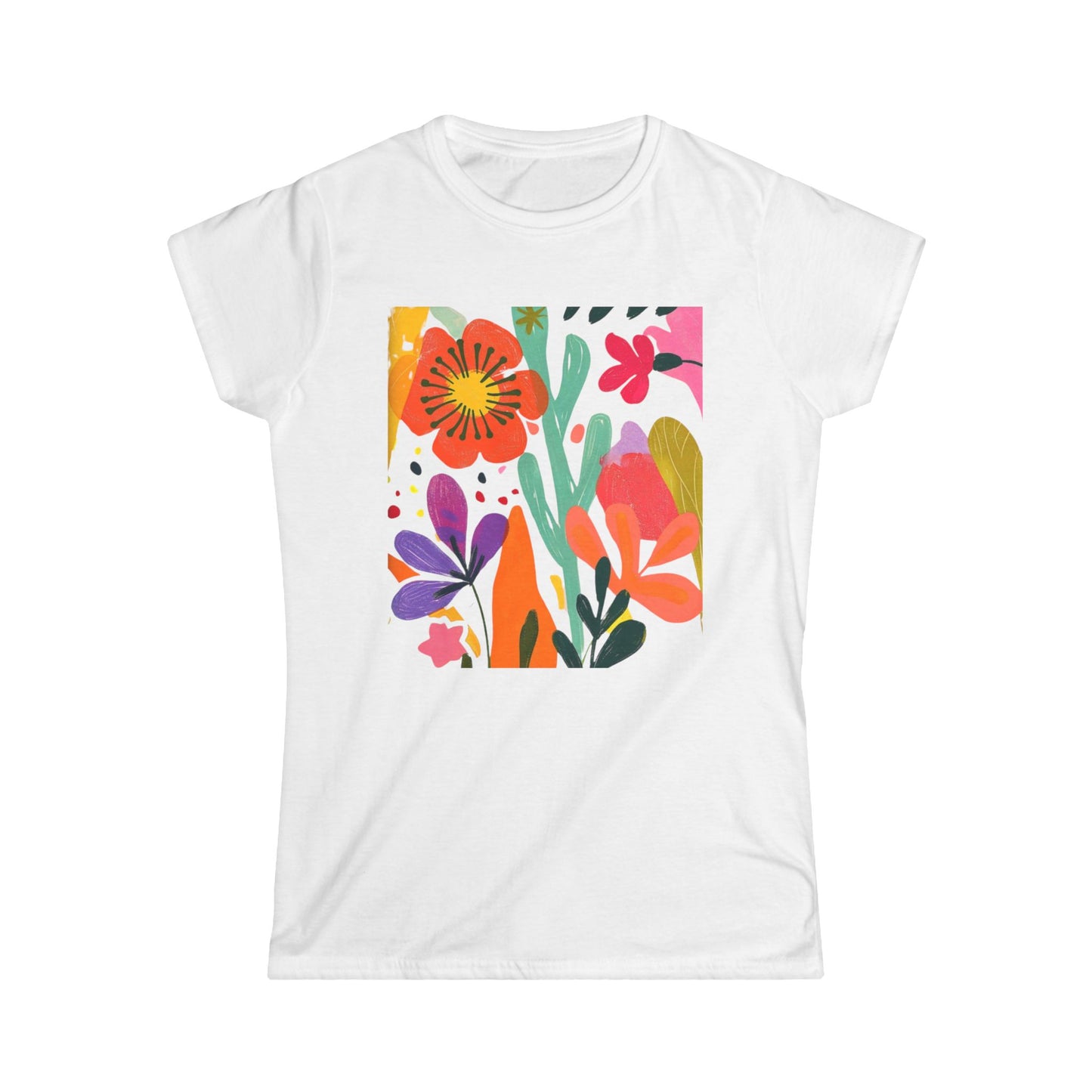 Modern Art Flower Print - Women's Softstyle Tee