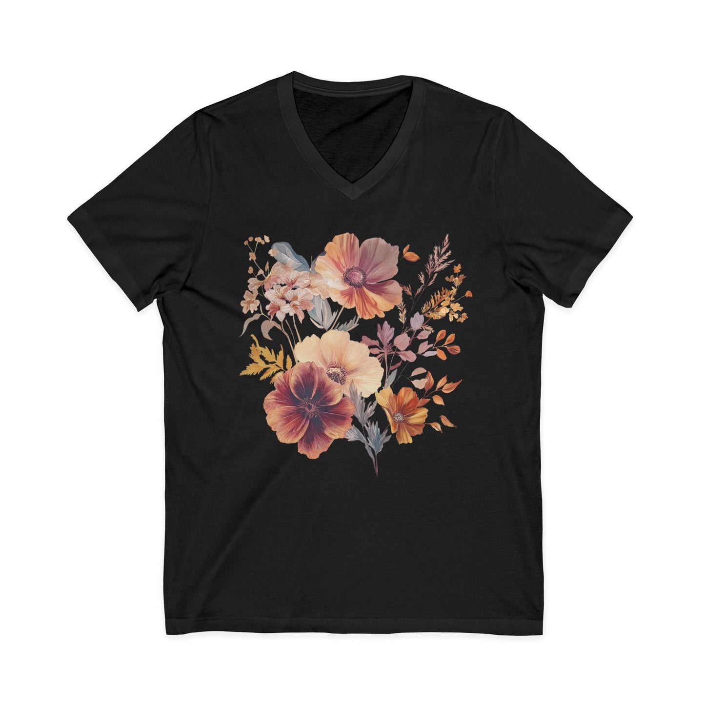 Sunset Floral - Short Sleeve V Neck