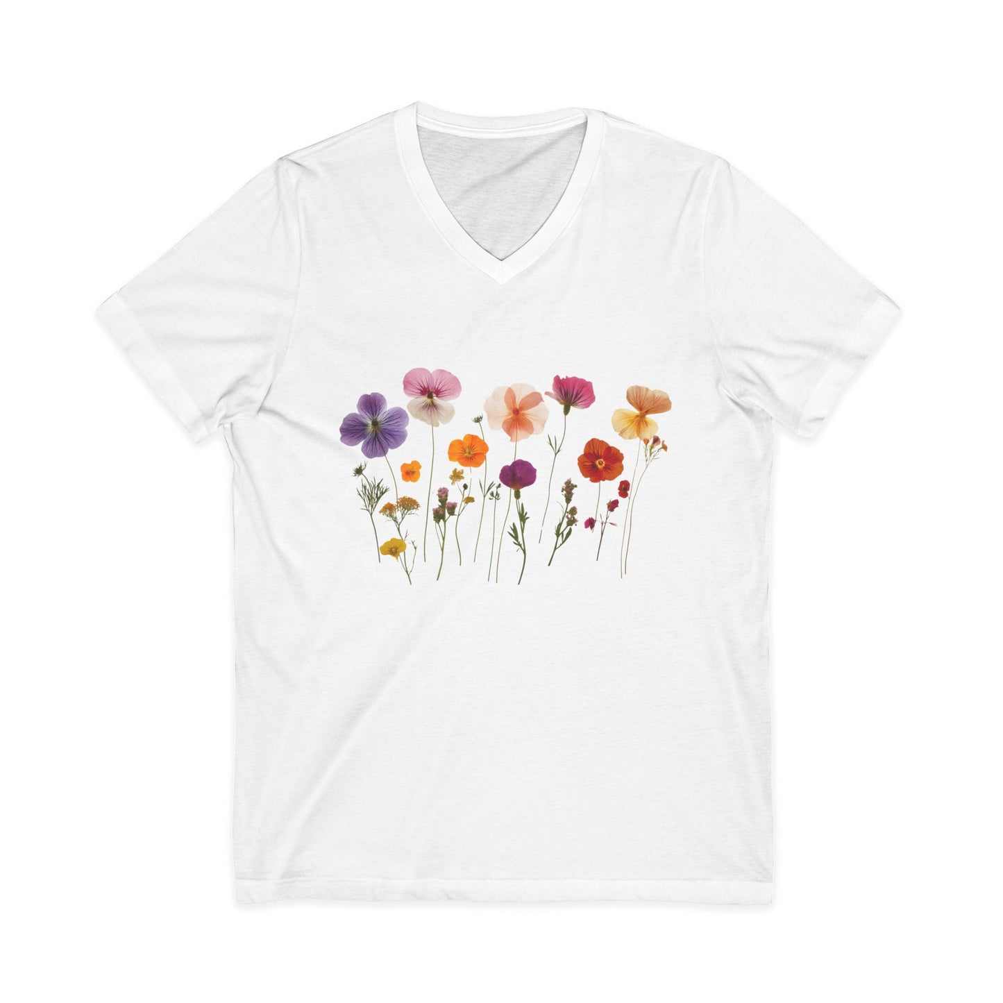 Pressed Flowers - Short Sleeve V Neck