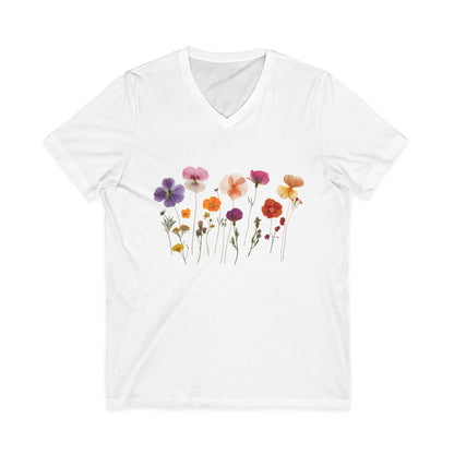 Pressed Flowers - Short Sleeve V Neck
