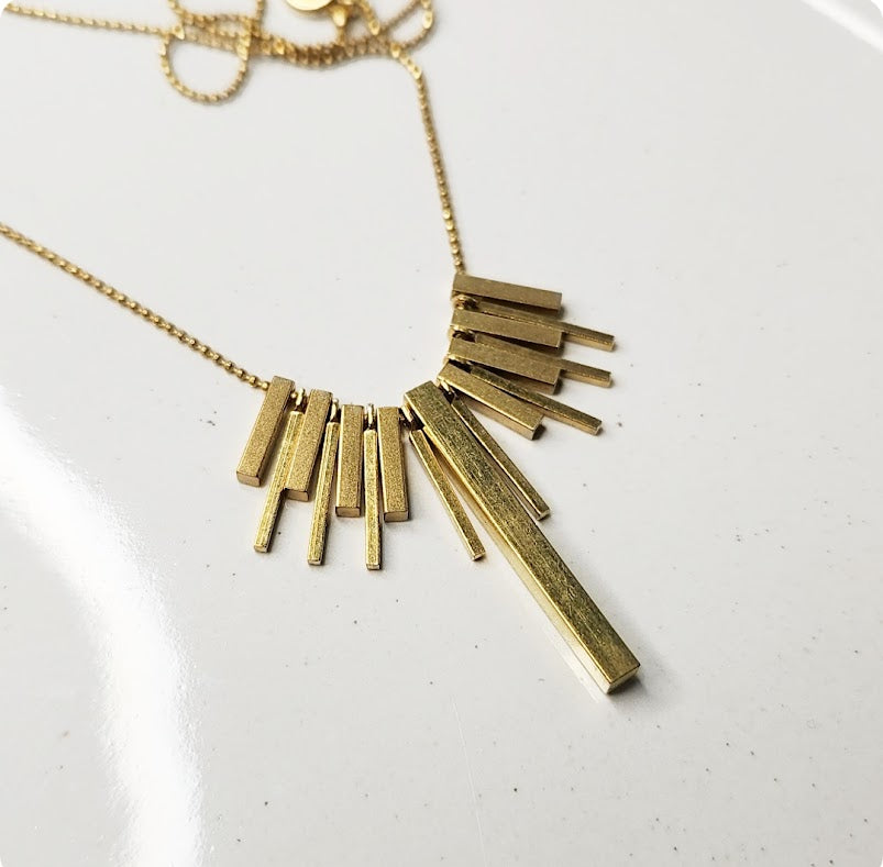 Beaded Bar Bib Necklace, Inspired By the Ancient Candelabra