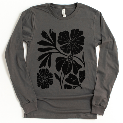 Artistic Boho Floral Print - Bella Canvas Super Soft Long Sleeve T Shirt