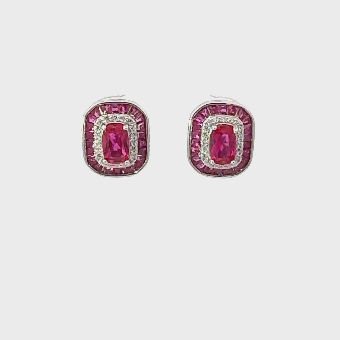 Great Gatsby Stud Earrings Ruby Silver